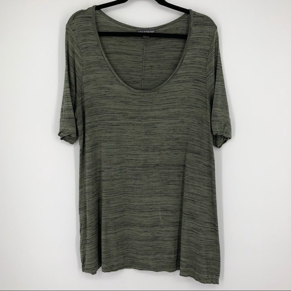 A PEA IN‎ THE POD Green Marl Scoop Neck SS Tee